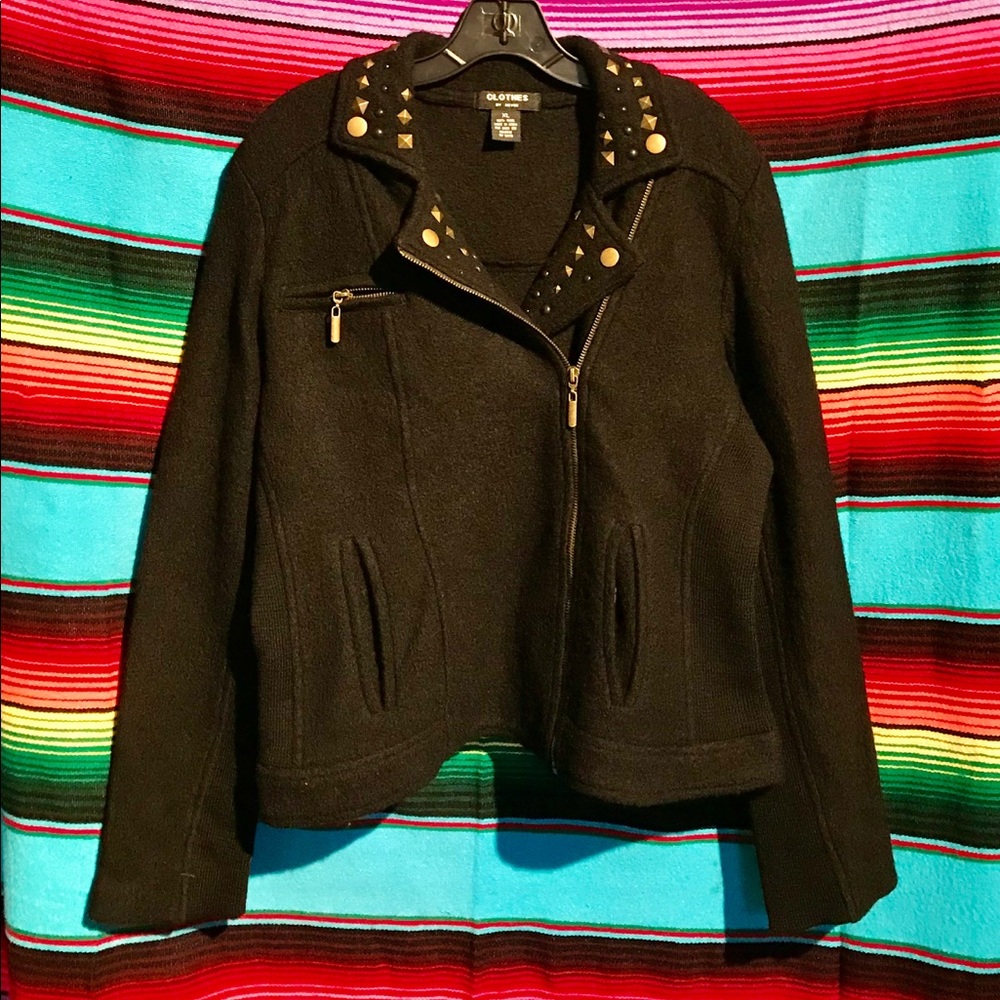 100% Wool Clothes By ReVue Black Jacket Size: XL